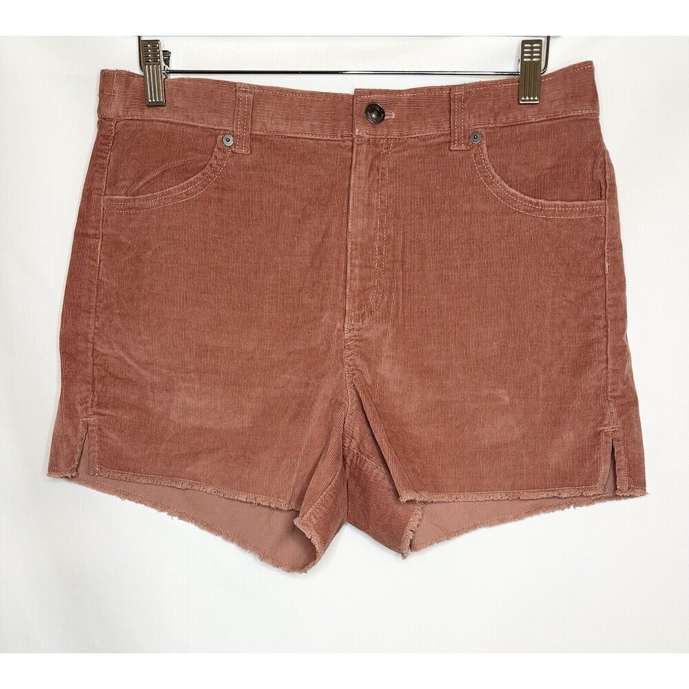 AERIE High Waist Lightweight Corduroy Salmon Mauve‎ Cut Off Shorts LARGE NEW